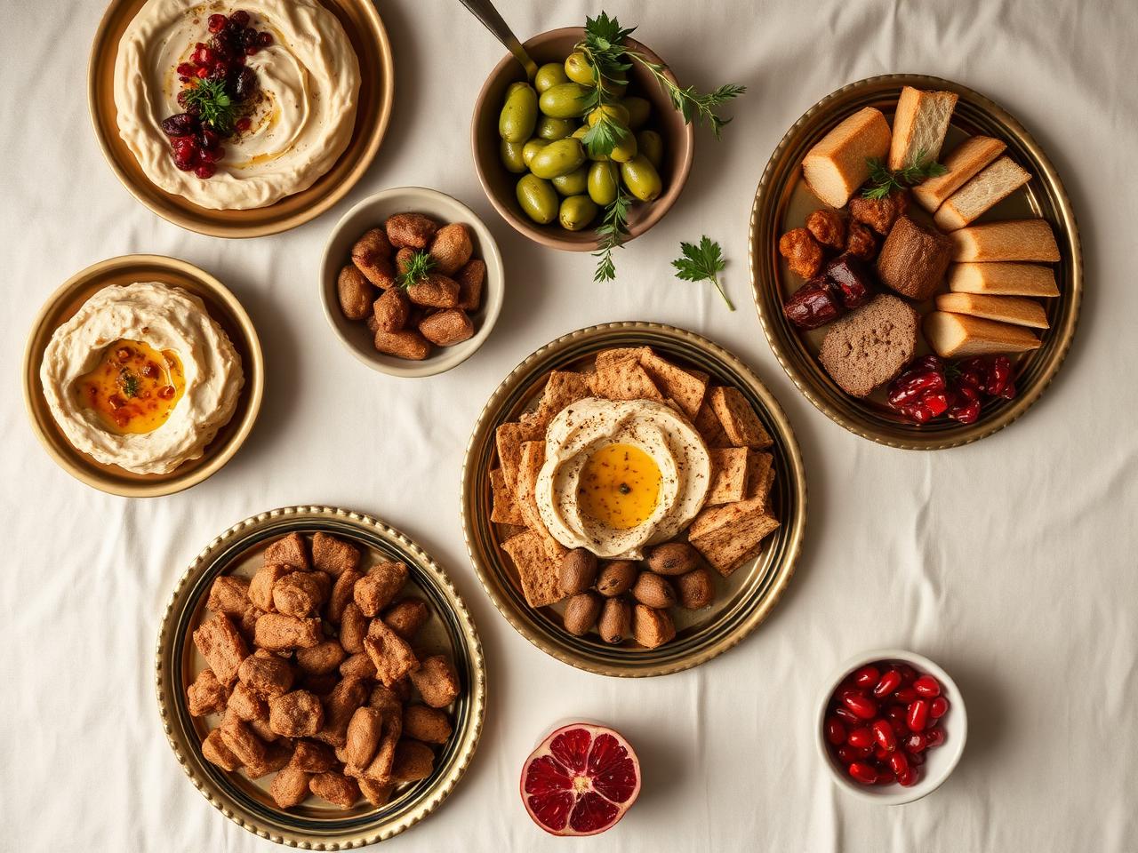 Traditional Syrian mezze spread
